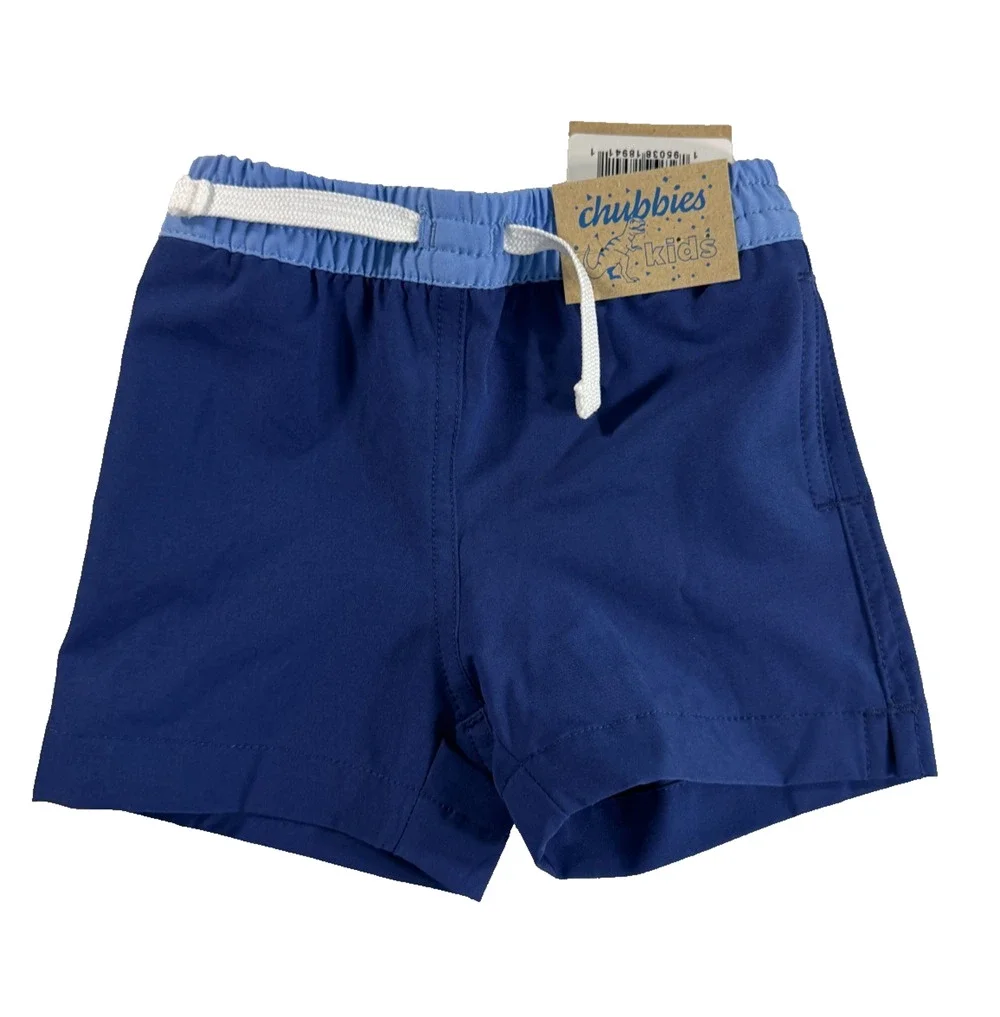 Chubbies Kids The Mini Blues Swim Trunks Drawstring Blue 6-12 Months NWT